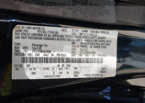 2014 Ford Focus Se из США, поврежденный, VIN 1FADP3K21EL437580